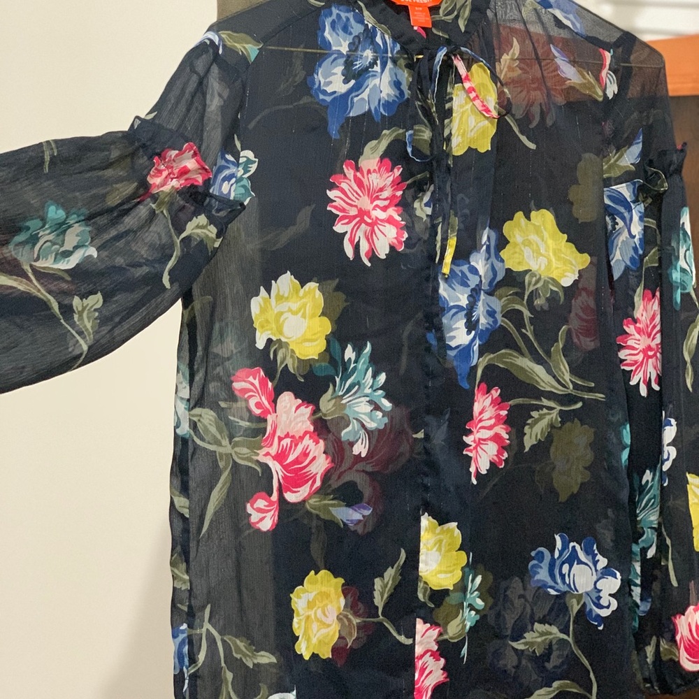 Joe Fresh Sheer Pussy Bow Blouse